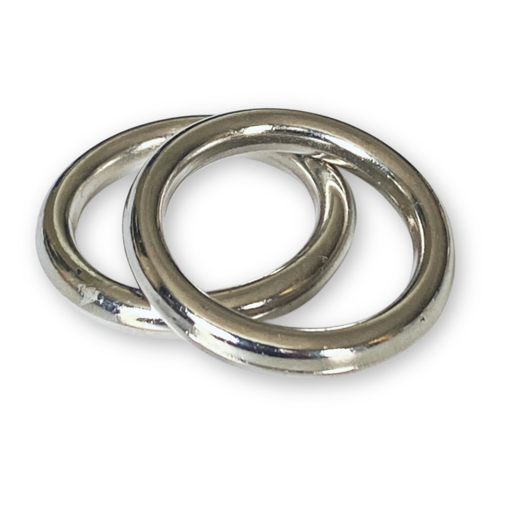 Polished Metallic Silver Acrylic Size 8.5 Stacking Unisex Ring Band Set of 2